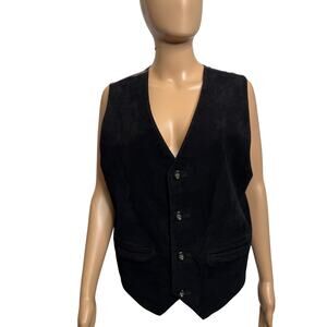 Wilsons Leather Vintage 1990s Black Suede Western Vest Waistcoat Mens S